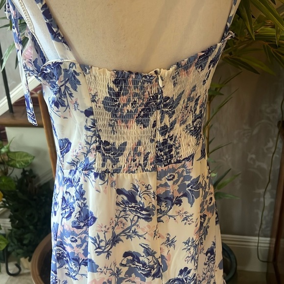 Aqua lady sundress, long hidden zipper large wrinkle free ties at shoulders - Picture 11 of 15